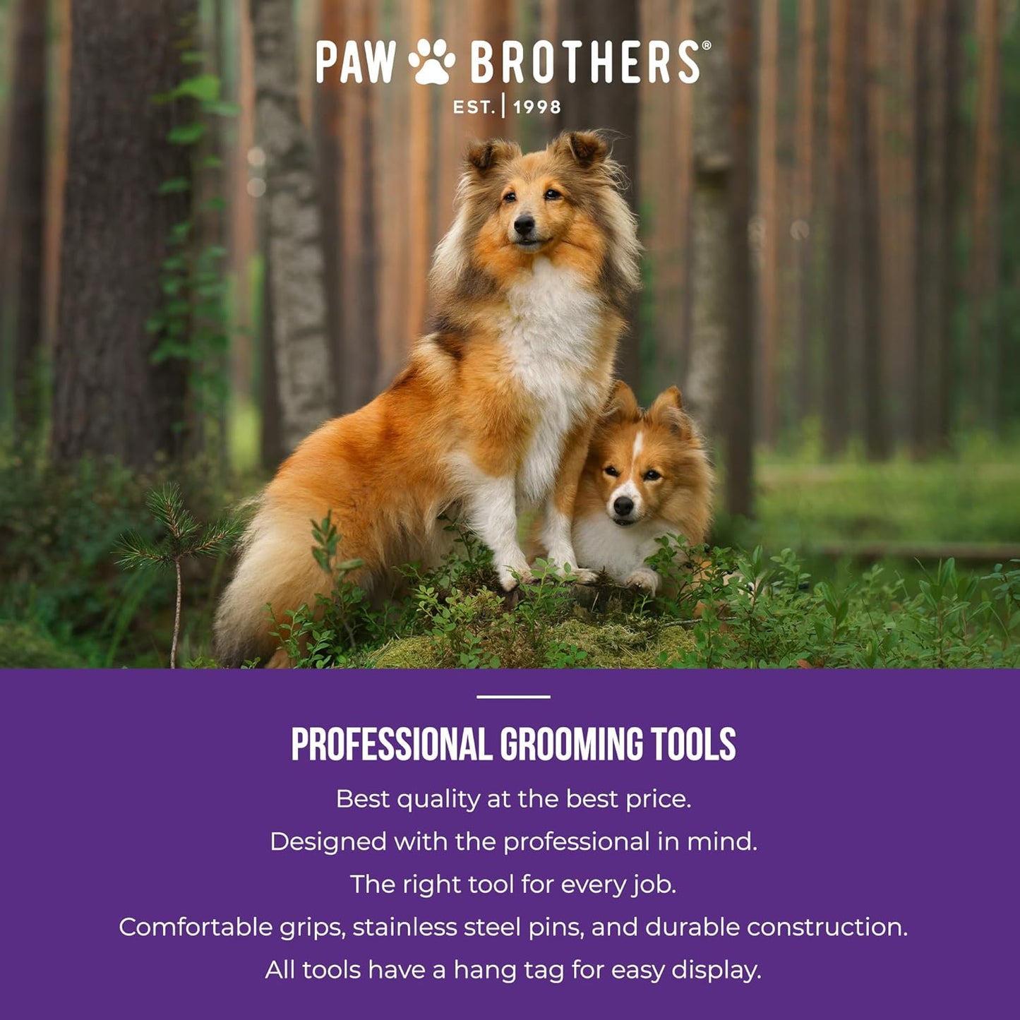 Professional Curved Slicker Brush for Dogs – Gentle Deshedding & Detangling Grooming Brush with Soft-Tip Pins