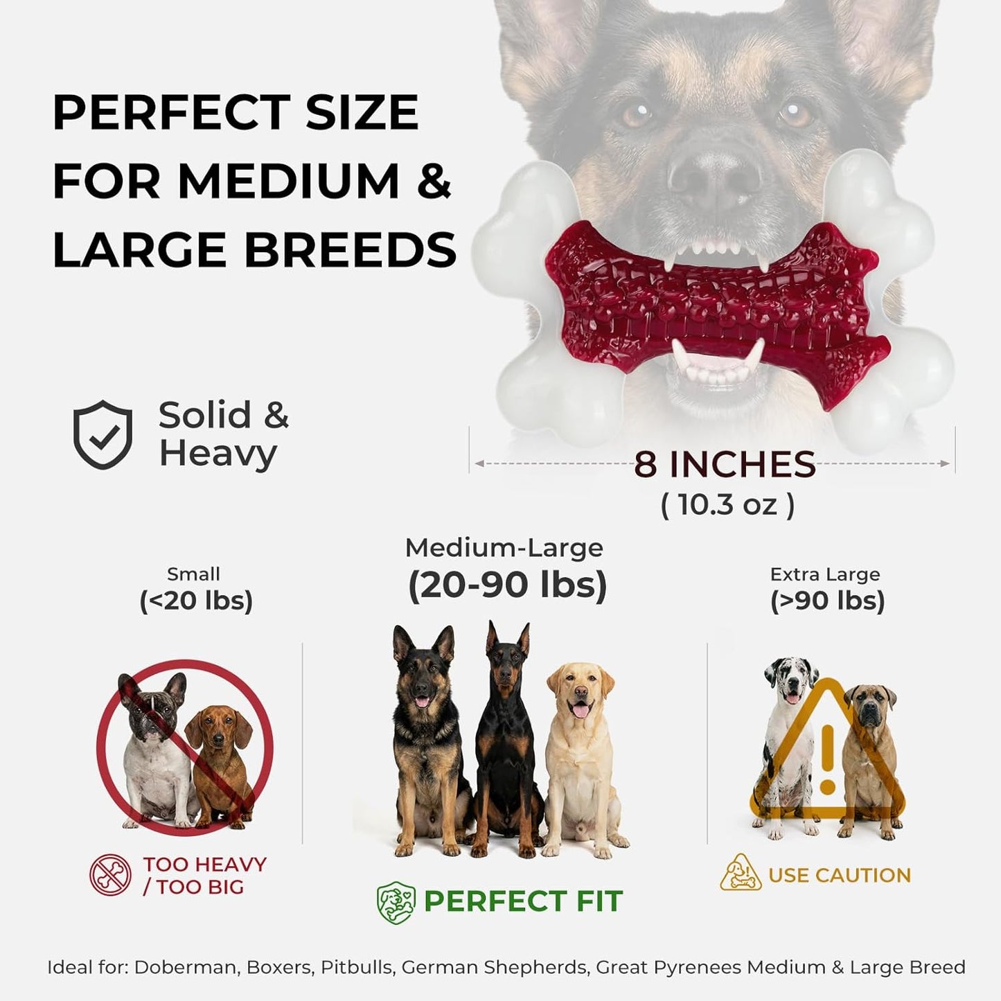 6-Pack Indestructible Dog Toys for Aggressive Chewers: Beef Flavored Hard Nylon Bone Chew Toys, Tough Dog Chew Toys for Large Dogs, Dog Toys to Keep Them Busy for Medium Large Breed, Red