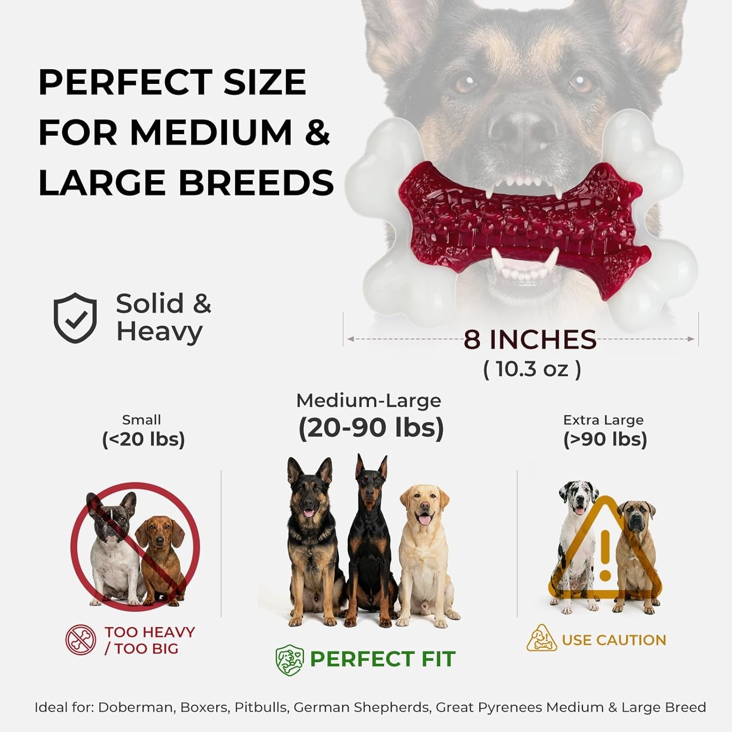 6-Pack Indestructible Dog Toys for Aggressive Chewers: Beef Flavored Hard Nylon Bone Chew Toys, Tough Dog Chew Toys for Large Dogs, Dog Toys to Keep Them Busy for Medium Large Breed, Red