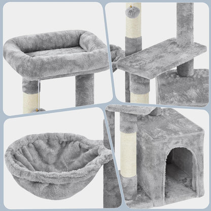 34" Cat Tree Tower for Indoor Cats – Plush Cat Condo, Cozy Basket Bed & Multi-Level Activity Center