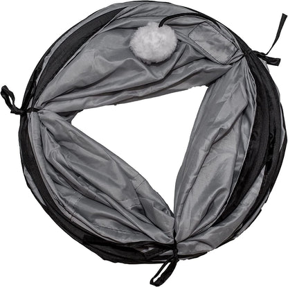 Interactive Cat Tunnel Toy – Collapsible Pop-Up Play Tunnel with Peek Hole & Hanging Ball for Indoor Cats