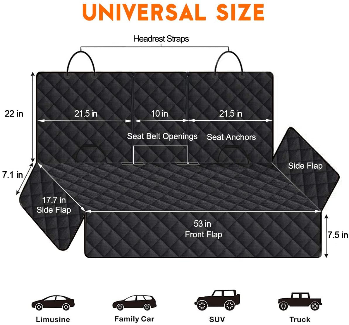 Waterproof Dog Car Seat Cover – Non-Slip Back Seat Protector for Cars, SUVs & Trucks