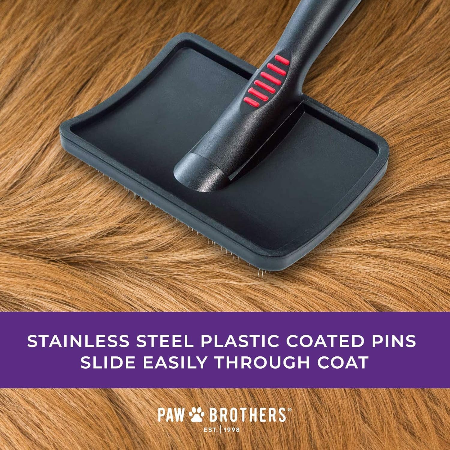 Professional Curved Slicker Brush for Dogs – Gentle Deshedding & Detangling Grooming Brush with Soft-Tip Pins
