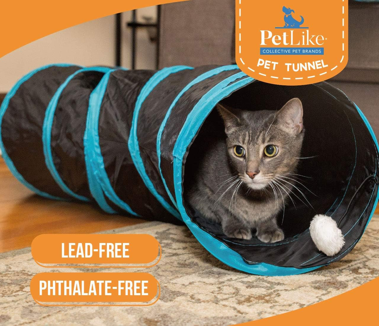 Interactive S-Shaped Cat Tunnel – Collapsible Pop-Up Hideaway Toy with Hanging Ball for Indoor Cats