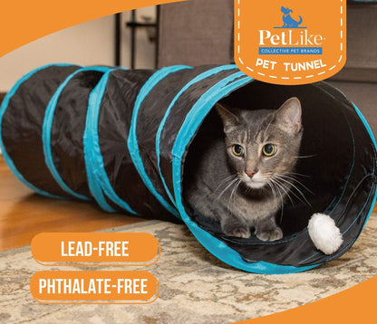 Interactive S-Shaped Cat Tunnel – Collapsible Pop-Up Hideaway Toy with Hanging Ball for Indoor Cats