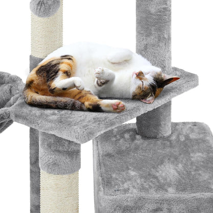 34" Cat Tree Tower for Indoor Cats – Plush Cat Condo, Cozy Basket Bed & Multi-Level Activity Center