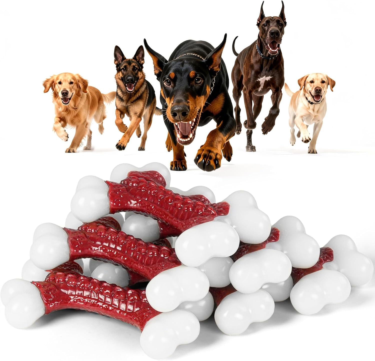 Indestructible nylon dog chew toys, beef flavor 6-pack
