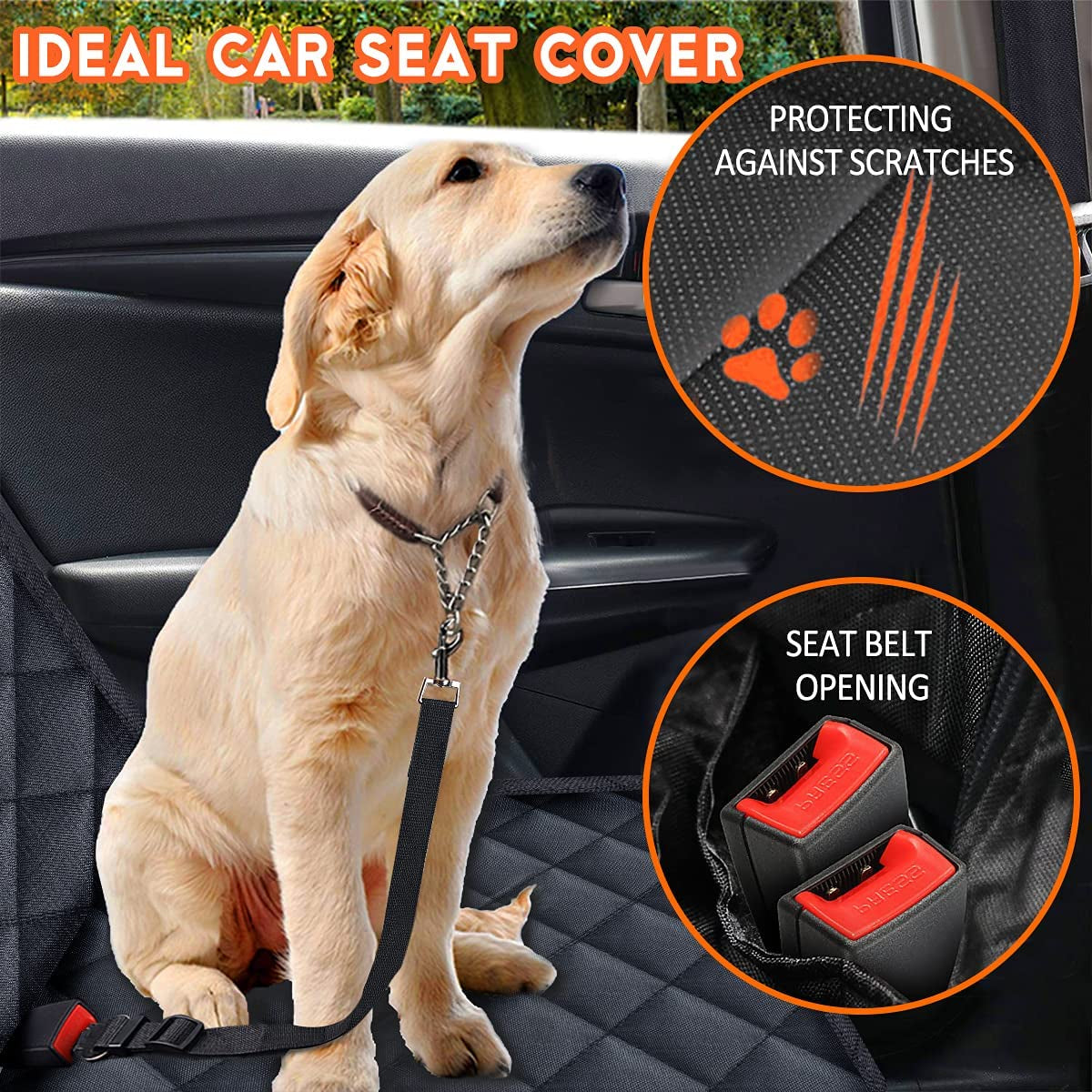 Waterproof Dog Car Seat Cover – Non-Slip Back Seat Protector for Cars, SUVs & Trucks
