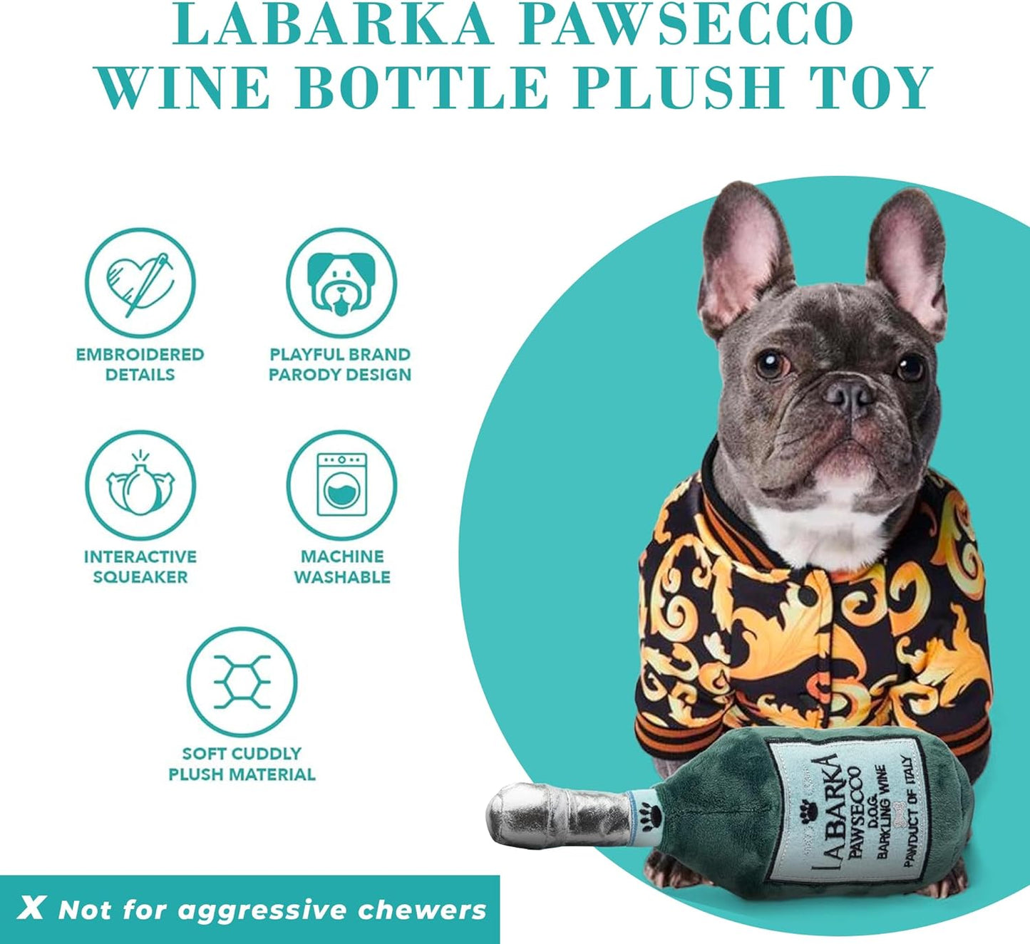 Bubbly Bash squeaky plush dog toy — close-up detail