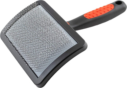Professional Curved Slicker Brush for Dogs – Gentle Deshedding & Detangling Grooming Brush with Soft-Tip Pins