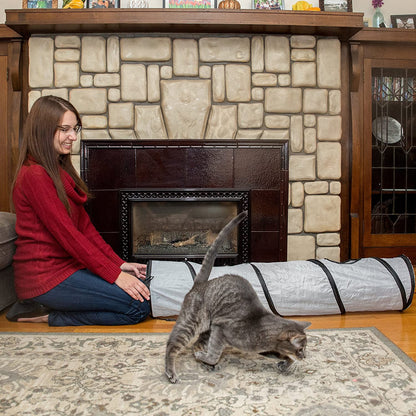 Interactive Cat Tunnel Toy – Collapsible Pop-Up Play Tunnel with Peek Hole & Hanging Ball for Indoor Cats