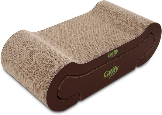 Cardboard cat scratcher lounger, claw-safe cat bed and scratch pad