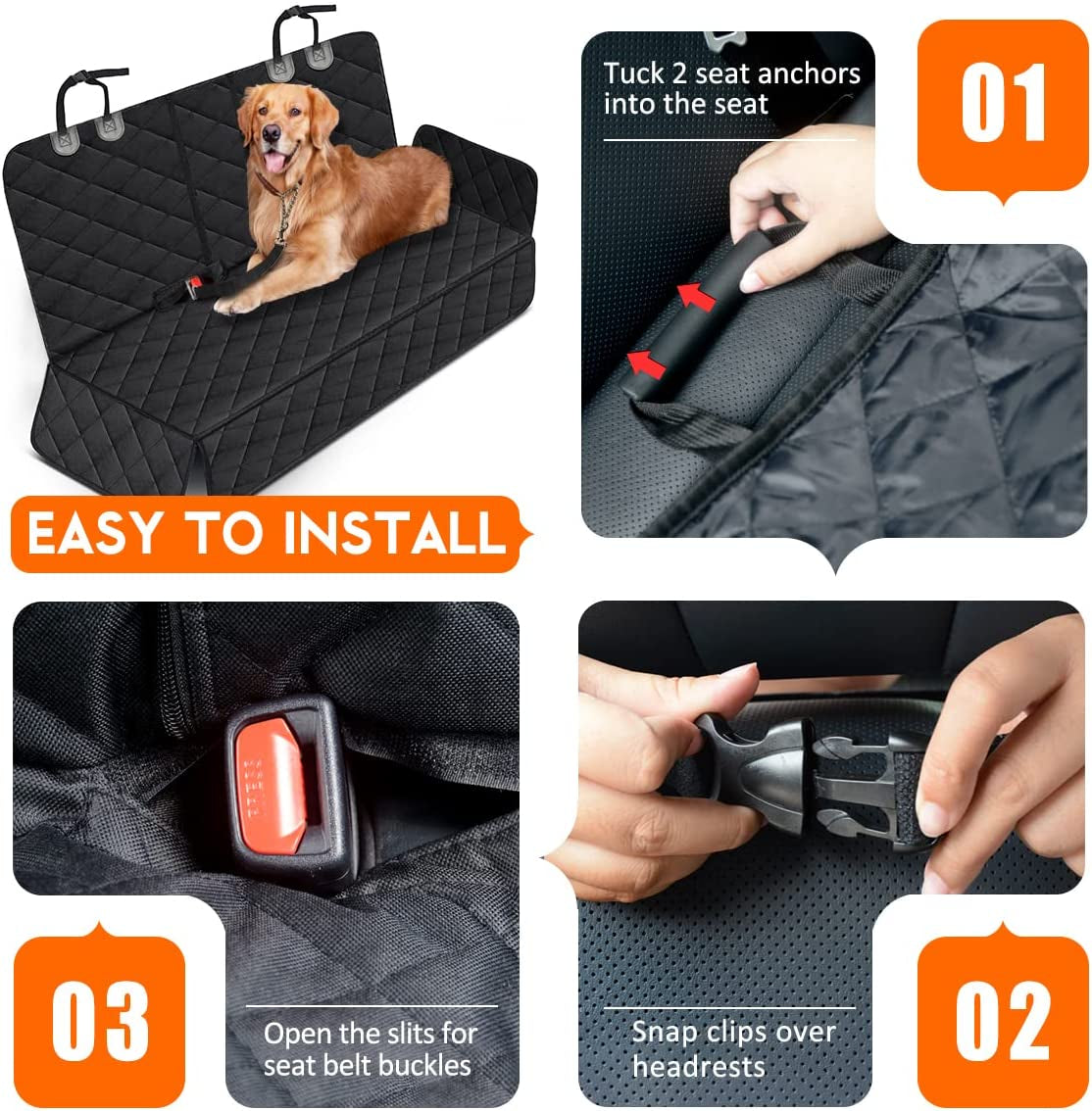 Waterproof Dog Car Seat Cover – Non-Slip Back Seat Protector for Cars, SUVs & Trucks