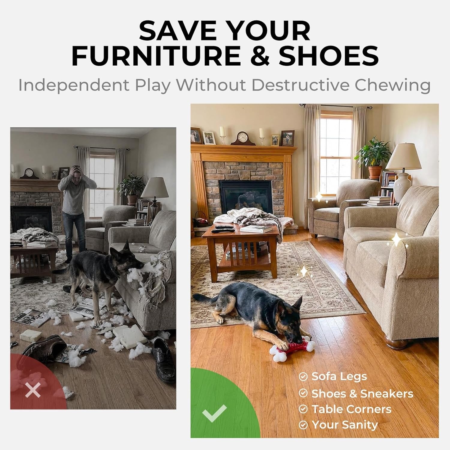 6-Pack Indestructible Dog Toys for Aggressive Chewers: Beef Flavored Hard Nylon Bone Chew Toys, Tough Dog Chew Toys for Large Dogs, Dog Toys to Keep Them Busy for Medium Large Breed, Red