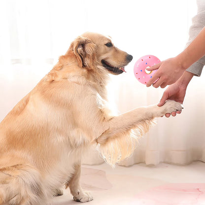 Latex Dog Squeaky Donut Shaped Chew for Puppies Durable Chewing for Teething Dogs Interactive Extra Large Dog Aggressive Durable Squeaky Dog for Aggressive Chewers Dog Small Breed Squeaky Dog Big Dogs