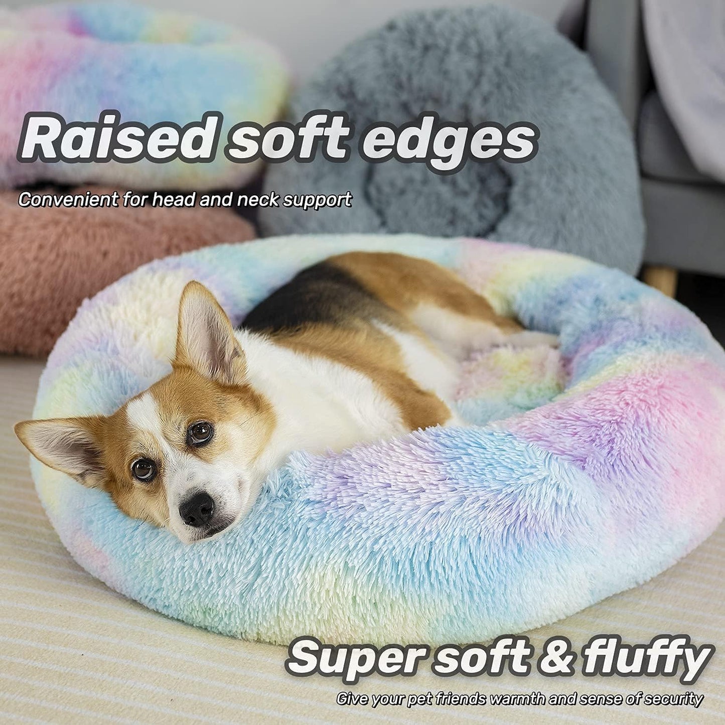 Rainbow CloudNest™ Calming Pet Bed – The Cozy Retreat Pets Never Want to Leave