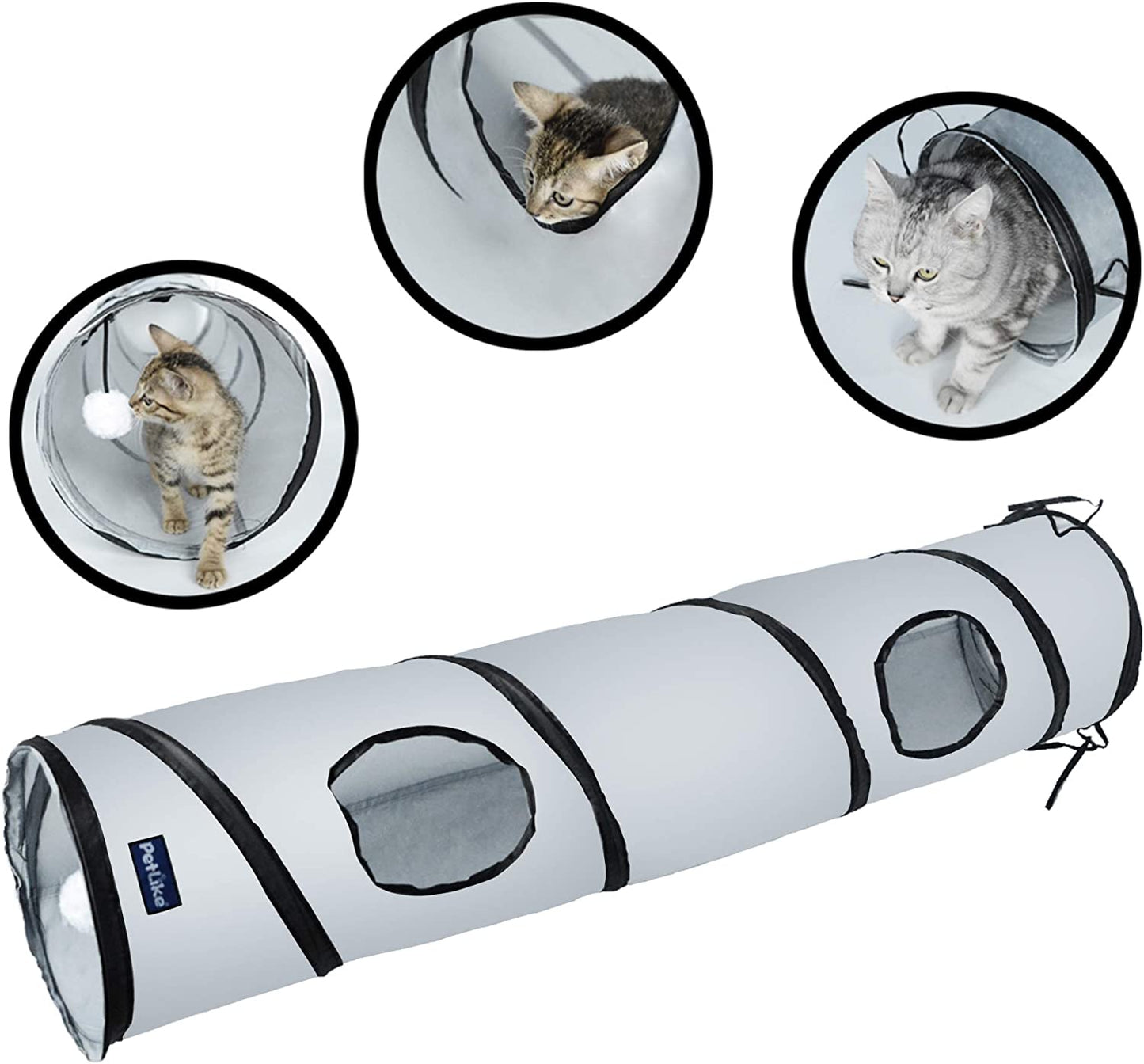 Interactive Cat Tunnel Toy – Collapsible Pop-Up Play Tunnel with Peek Hole & Hanging Ball for Indoor Cats
